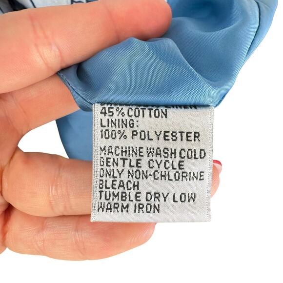 Talbots Vintage Blue Botanical Linen Cotton Sleeveless Fit & Flare Midi Dress - Picture 10 of 10